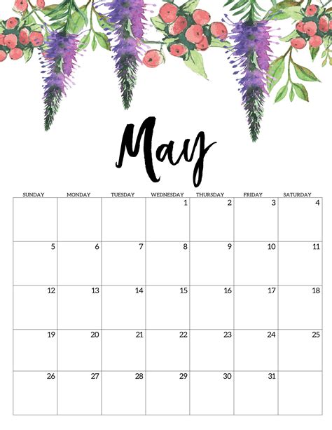 May Monthly Calendar